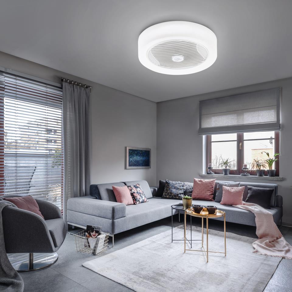 AIR-LIGHT CROWN - Ventilateur de plafond blanc Ø40cm 95W avec couronne d'éclairage LED